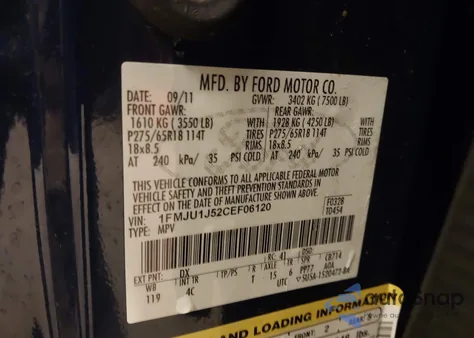 2012 Ford Expedition Xlt z USA, uszkodzony, nr VIN 1FMJU1J52CEF06120